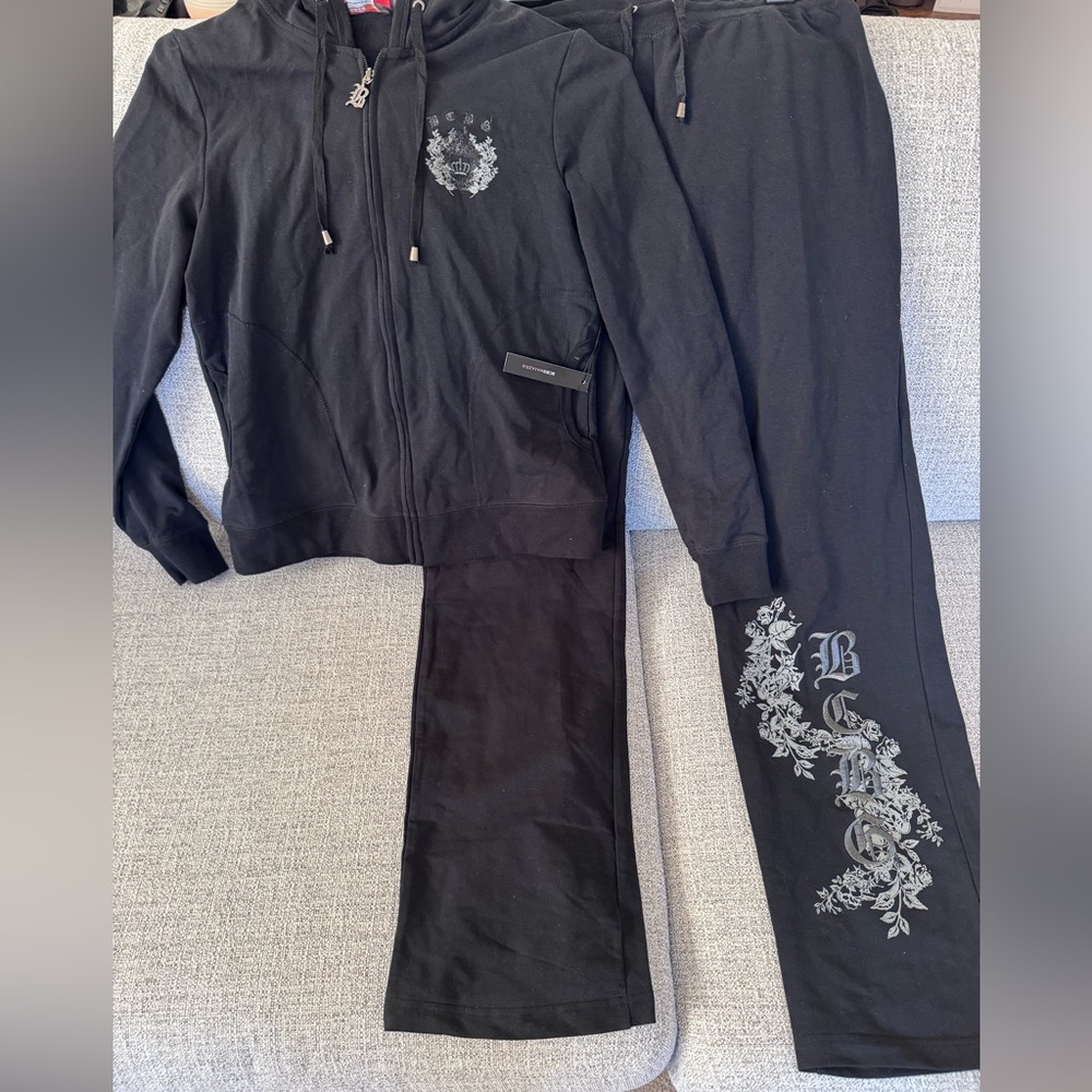 NWT BCBGmaxazria 2 piece tracksuit Black Size Large Y2K
